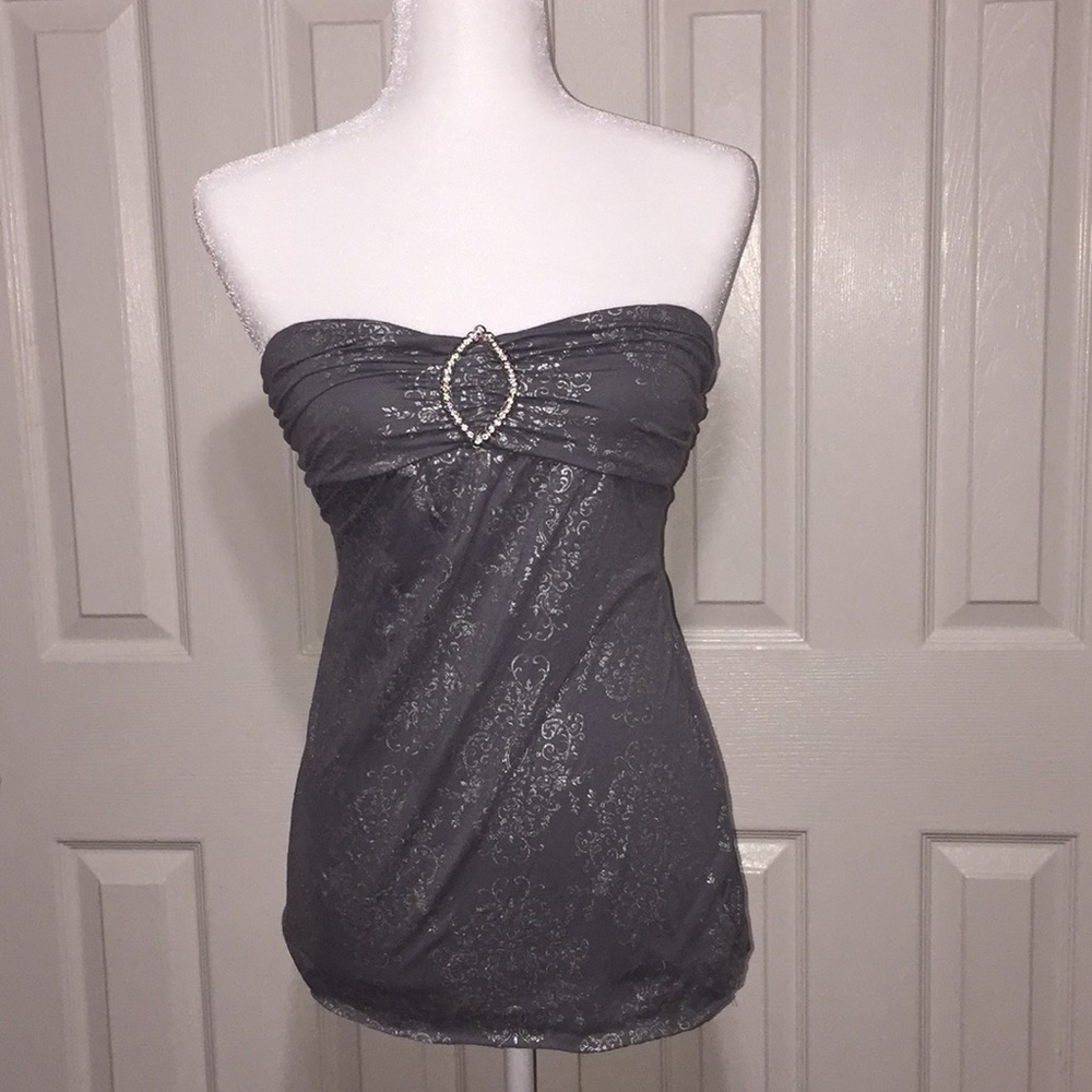 Strapless Silver and Grey Top VINTAGE DESIGN